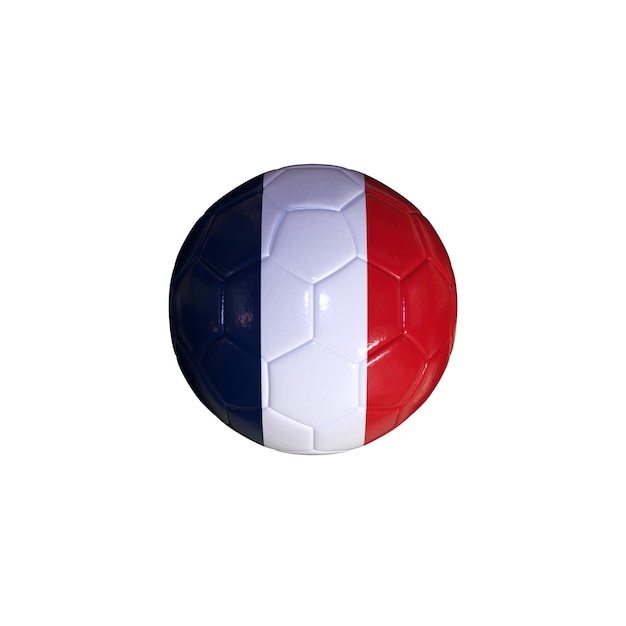 Photo flag of france on soccer ball with white background