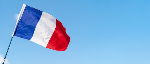 Flag of france waving in the wind in the sky