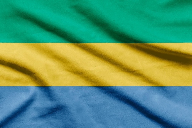 Flag of Gabon on wavy fabric.