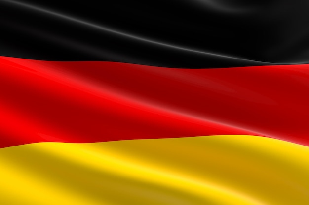 ドイツの旗。手を振っているドイツの旗の3dイラスト。