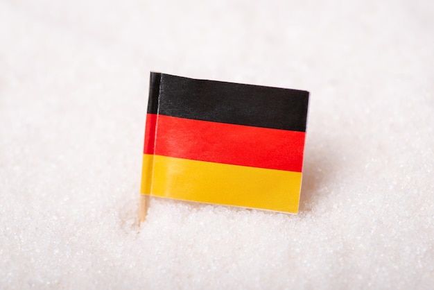 Flag of Germany in sack of sugar Concept of German sugar export import of product