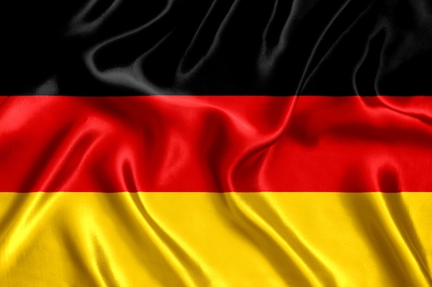 Flag of Germany silk close-up background