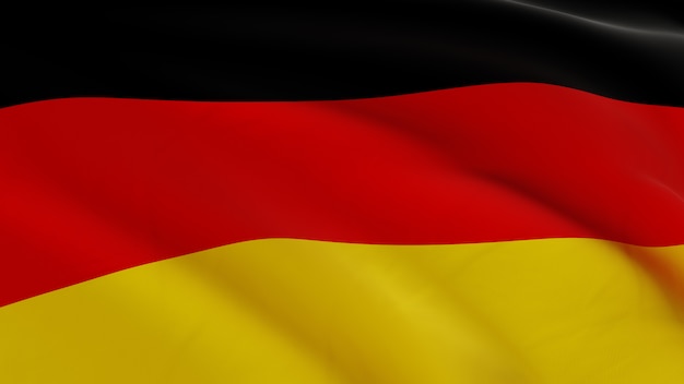 Flag of Germany waving in the wind, fabric micro texture in quality 3D render