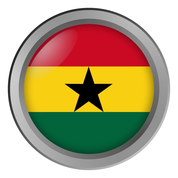 Flag of Ghana round as a button