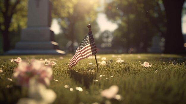 Photo a flag in the grass