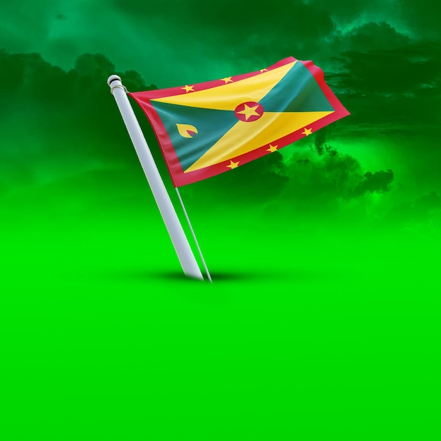 A Flag of grenada on a Green cloud backround useing for social media