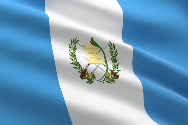 Flag of Guatemala. 3d illustration of the Guatemala flag waving