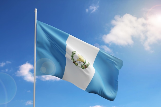 Flag of Guatemala on blue sky 3d illustration