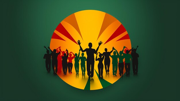 Photo flag of guinea intergration of a multicultural group of young people