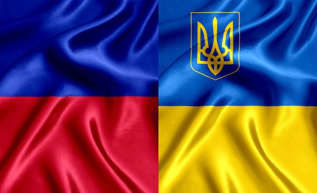 The flag of Haiti civil and Ukraine