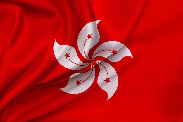 Флаг Гонконга 3d иллюстрация развевающегося флага Гонконга