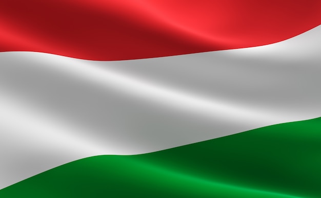 Flag of Hungary. 3D illustration of the Hungarian flag waving.