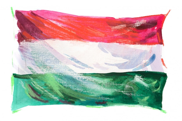 Flag of Hungary painted in Watercolors