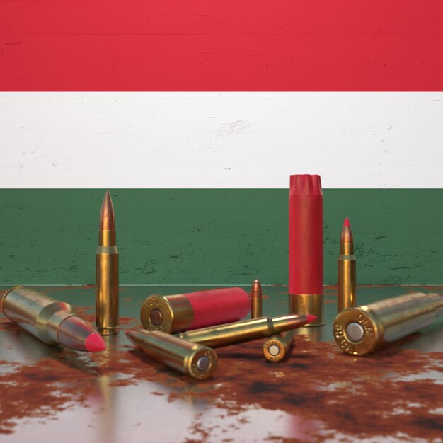 Photo flag of hungary with bullets