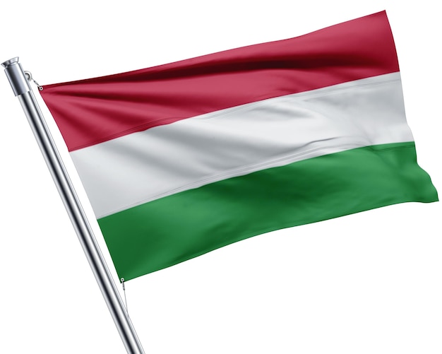 A flag of hungary with the word hungary on it