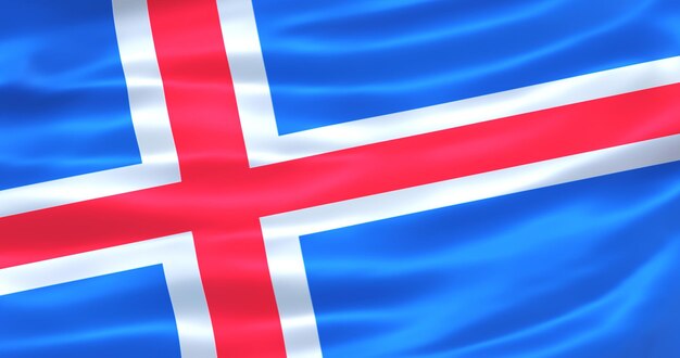 Photo flag of iceland metallic 3d render