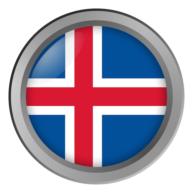 Flag of Iceland round as a button