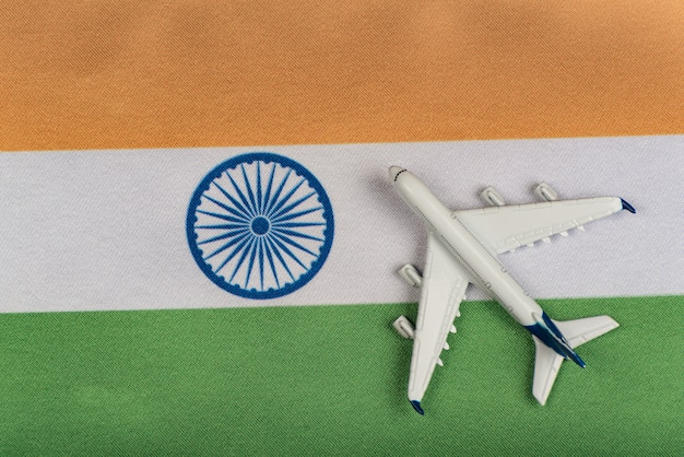 Photo flag of india and airplane