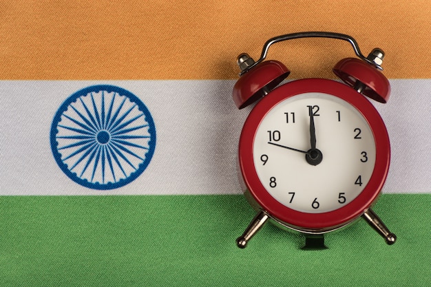 Flag of India and the old alarm clock