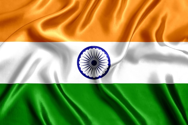 Photo flag of india silk close-up background