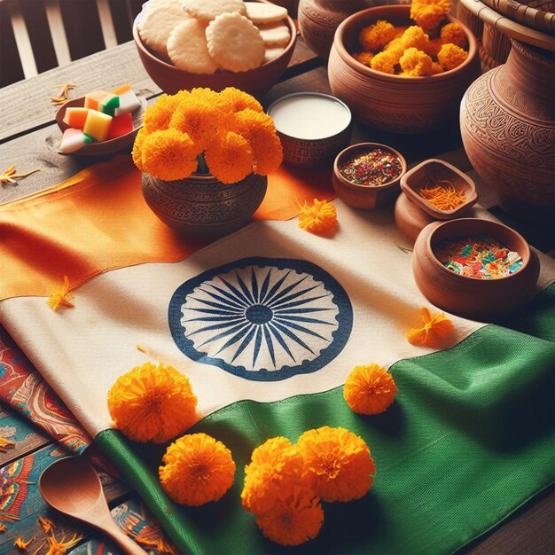 flag of india on a table