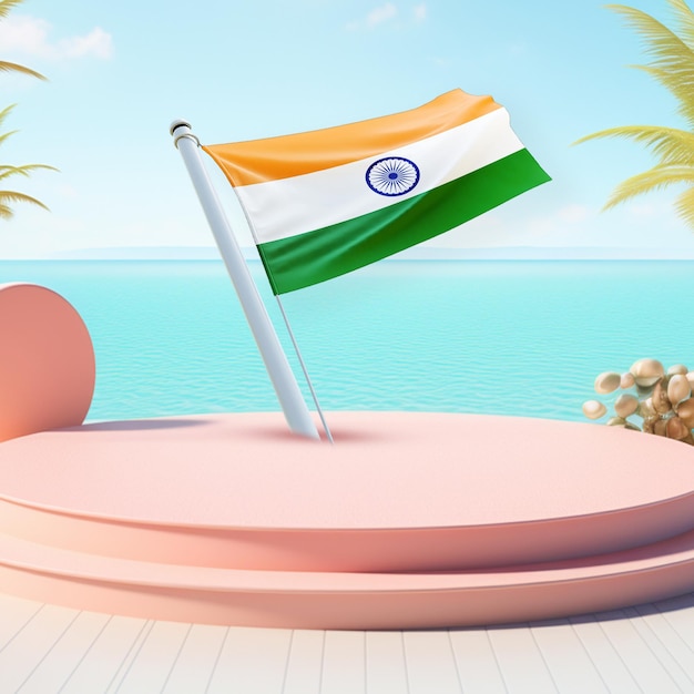 Flag of india wind flag on a pastal podium backround image