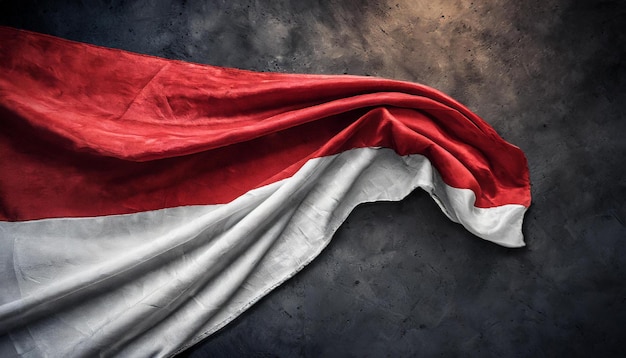 a flag indonesia is flying in front of a dark background