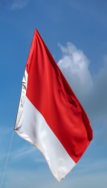 Flag of Indonesia Waving in the sky generative ai