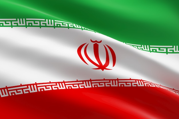 Photo flag of iran. 3d illustration of the iranian flag waving