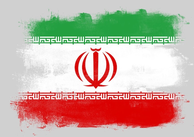 Flag of Iran painted with brush