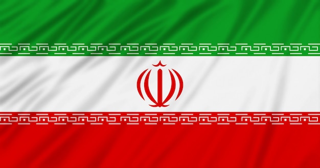 クローズアップの背景を振っているイランの国旗