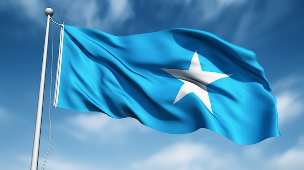 Flag is isolatedclose up of a Somali flag waving in the wind Generative Ai