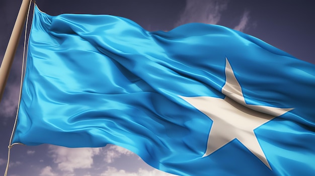 Flag is isolatedclose up of a Somali flag waving in the wind Generative Ai