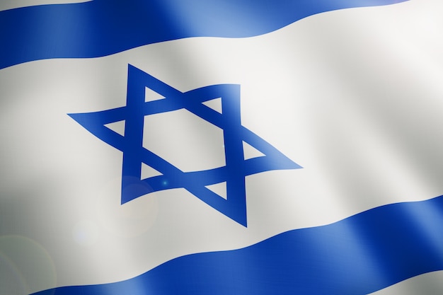 Photo the flag of israel with the blue lines and the blue star