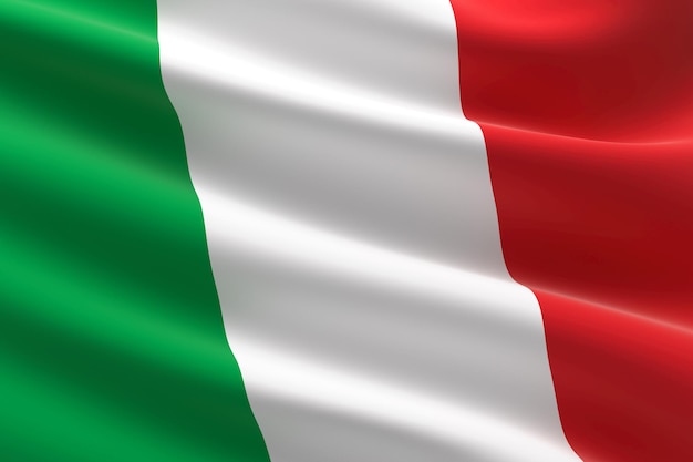 Flag of Italy. 3d illustration of the Italian flag waving.