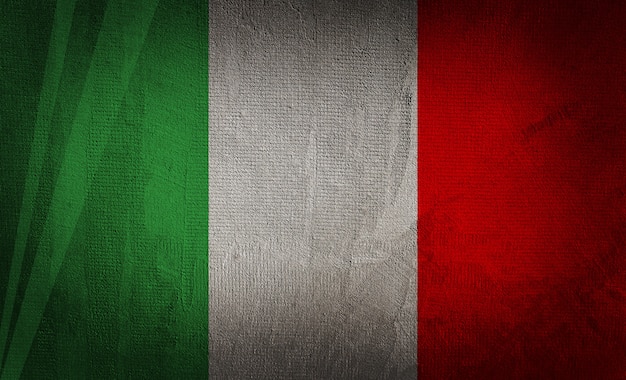 Flag of italy on the dark texture background