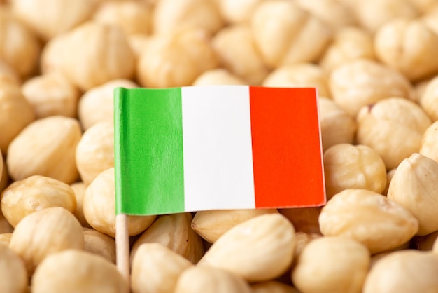 Flag of Italy on hazelnuts