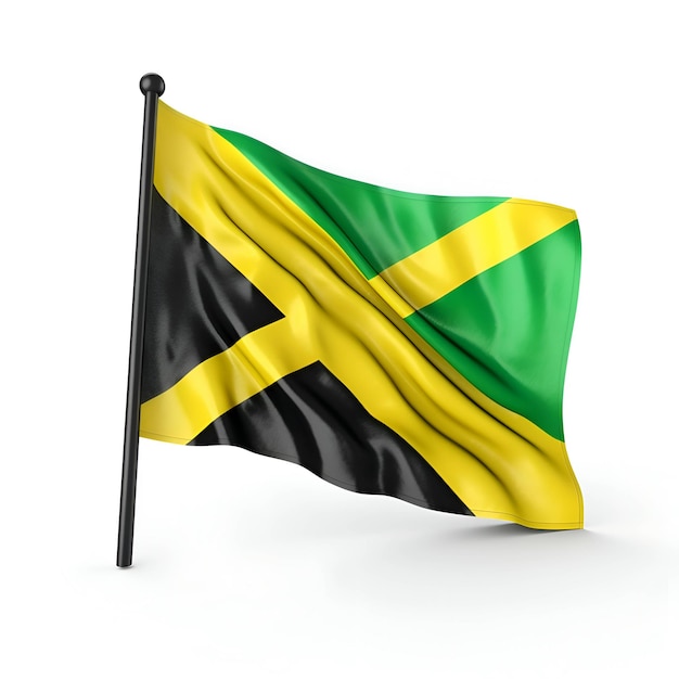 Flag of jamaica on white isolated background 3D illustration