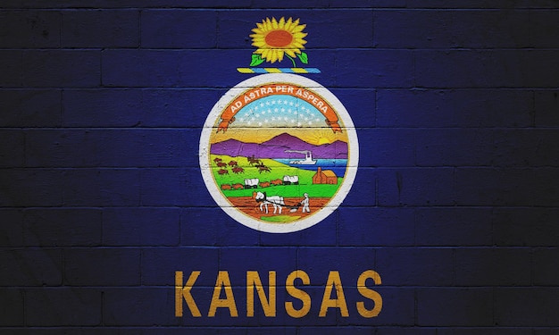 Flag of Kansas painted on a wall