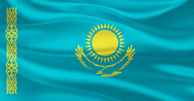 Photo flag of kazakhstan flying in the air