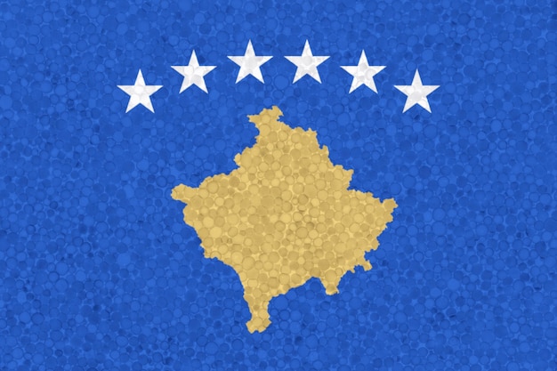 Flag of Kosovo on styrofoam texture