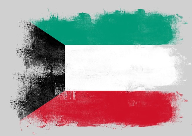 Флаг Кувейта, нарисованный кистью