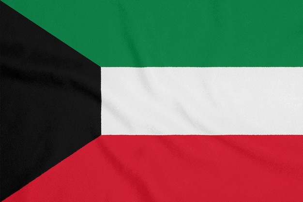 テクスチャ生地にクウェートの旗。