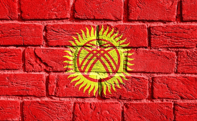 壁にキルギスタンの旗