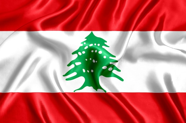 Photo flag of lebanon silk close-up background