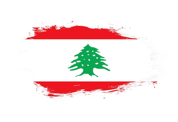 Flag of lebanon on white stroke brush background