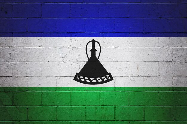 Flag of Lesotho painted on a wall