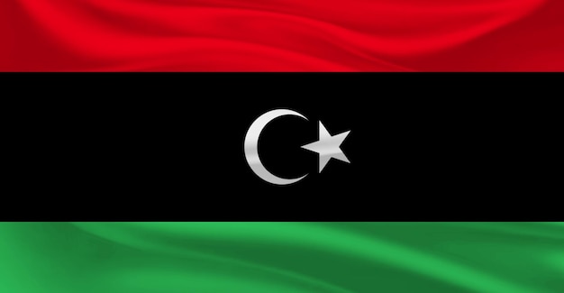 Photo flag of libya flying in the air