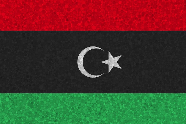 Flag of Libya on styrofoam texture