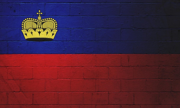 Flag of Liechtenstein painted on a wall